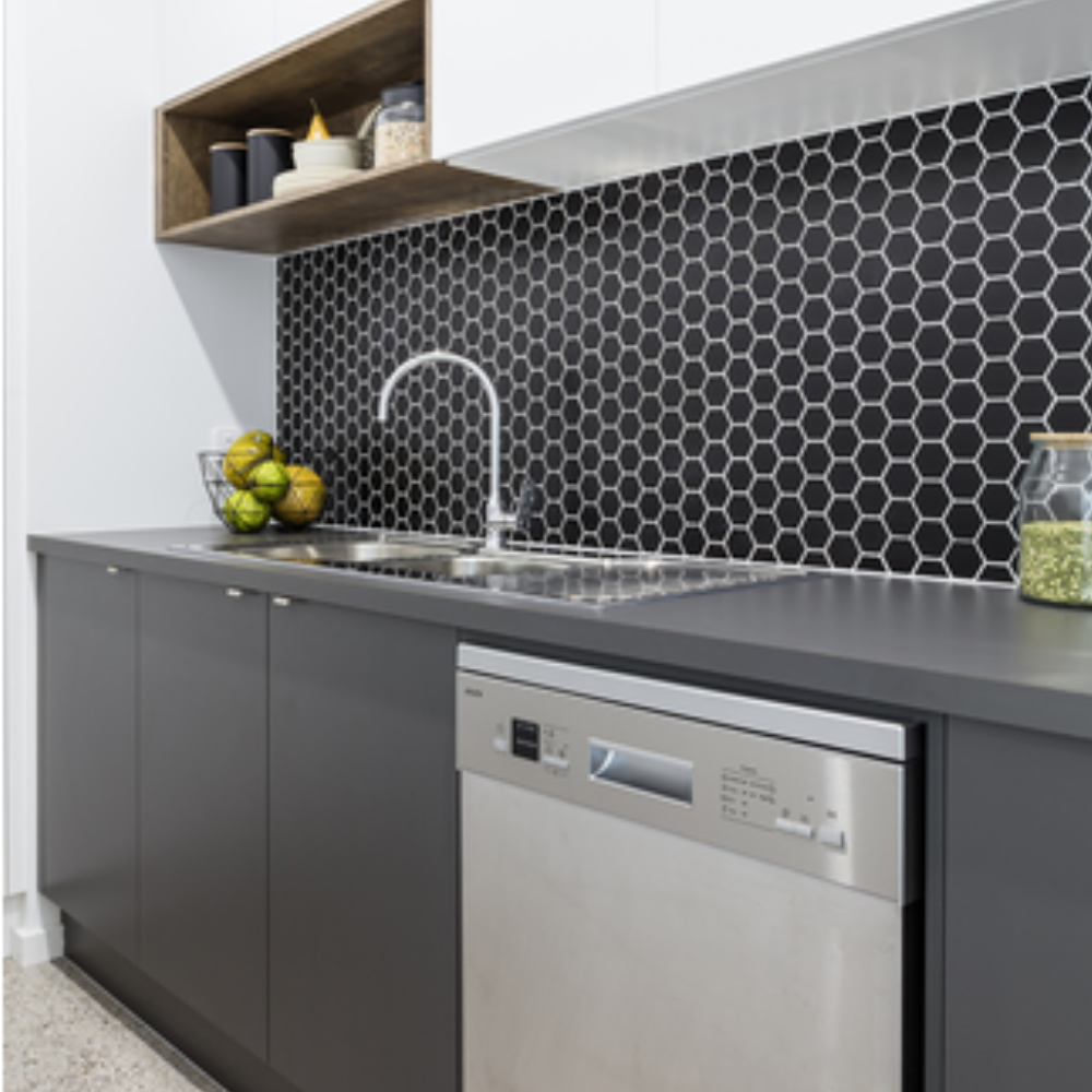 Mono Hexagon Black Matt Mosaic Tile