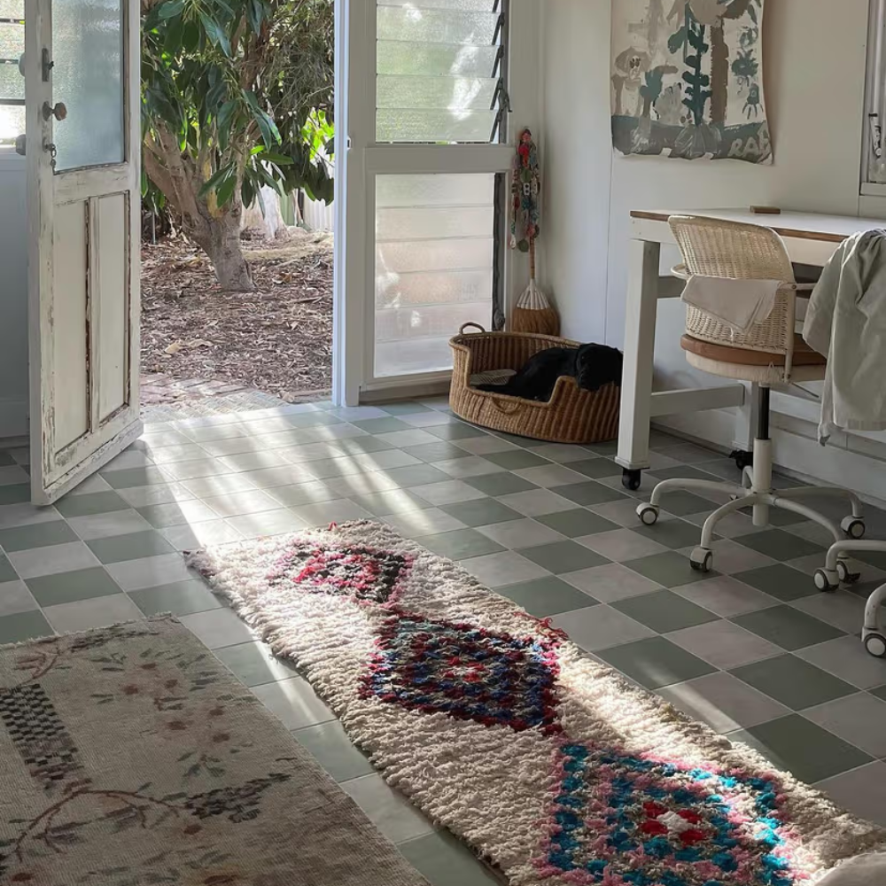 Bronte Checkerboard Sage & White Tile