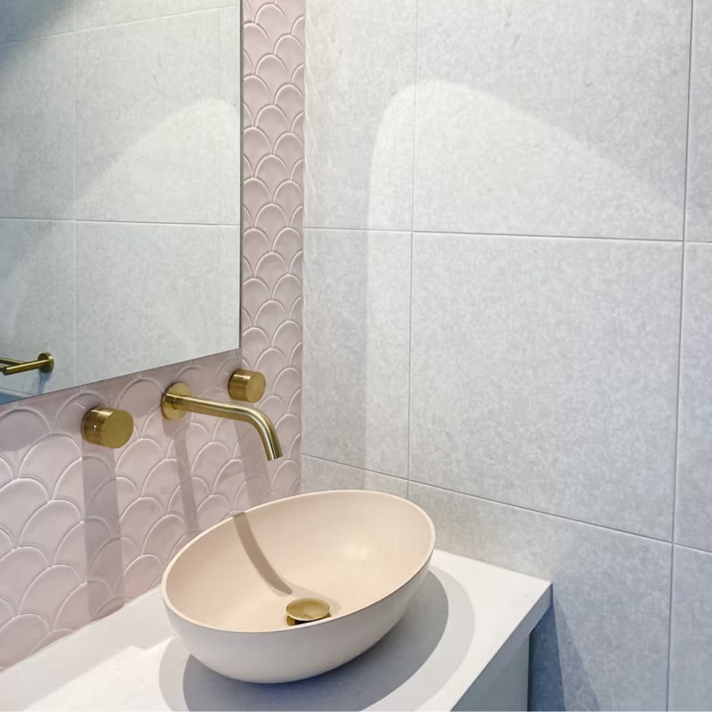 Coral Bay Gloss Pink Fish Scale Tile