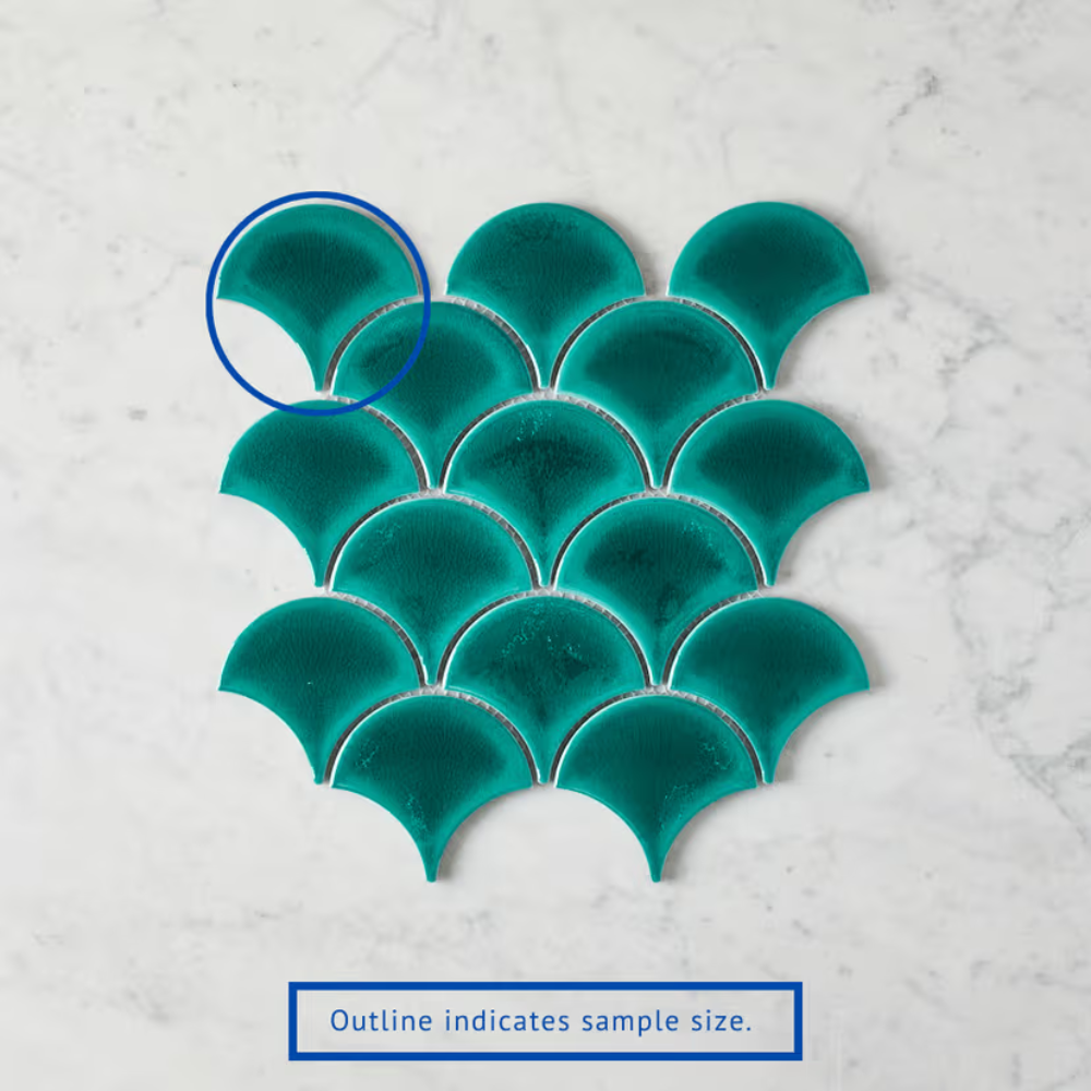 Coral Bay Gloss Teal Fish Scale Tile