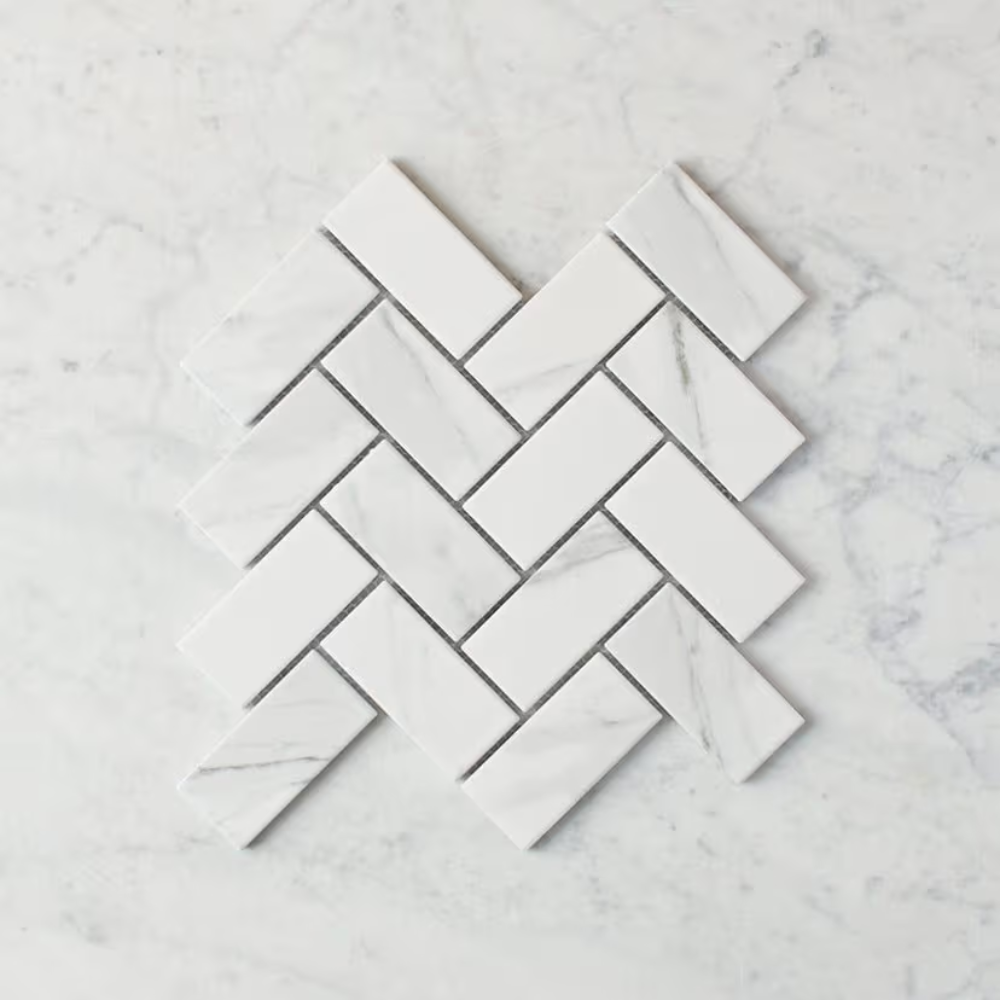 Tully Heads Carrara Matte Herringbone Tile