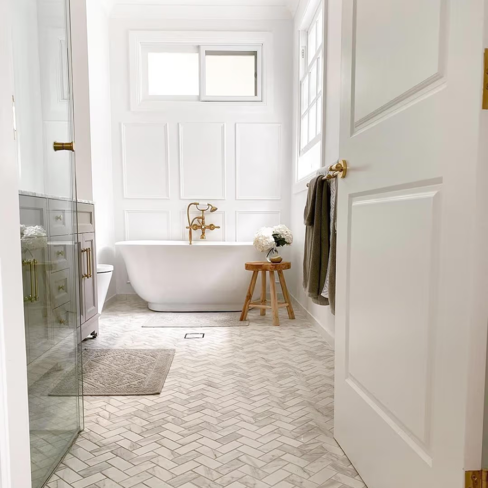 Tully Heads Carrara Matte Herringbone Tile