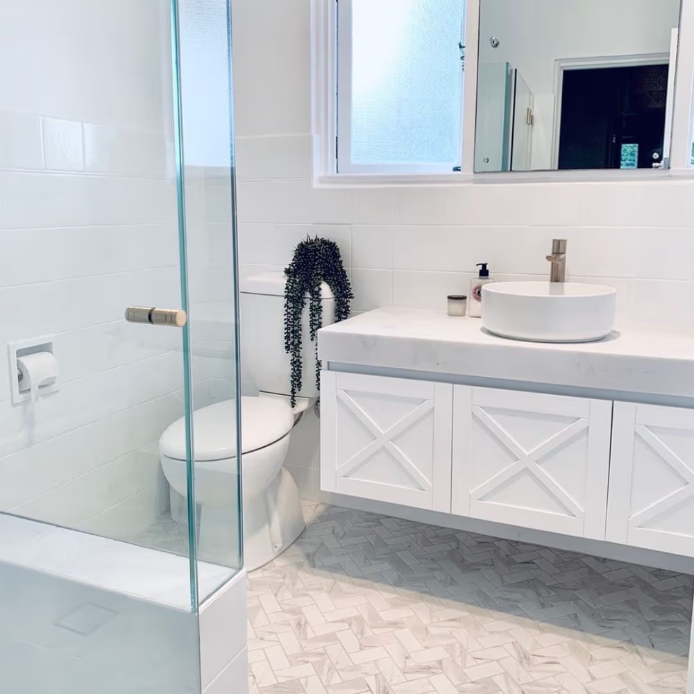 Tully Heads Carrara Matte Herringbone Tile