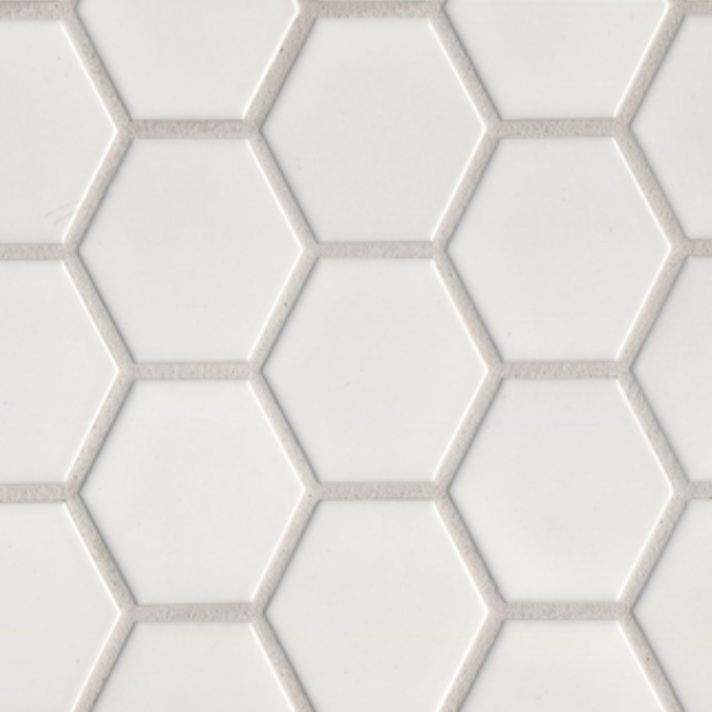 Mono Hexagonal White Matt Mosaic Tile
