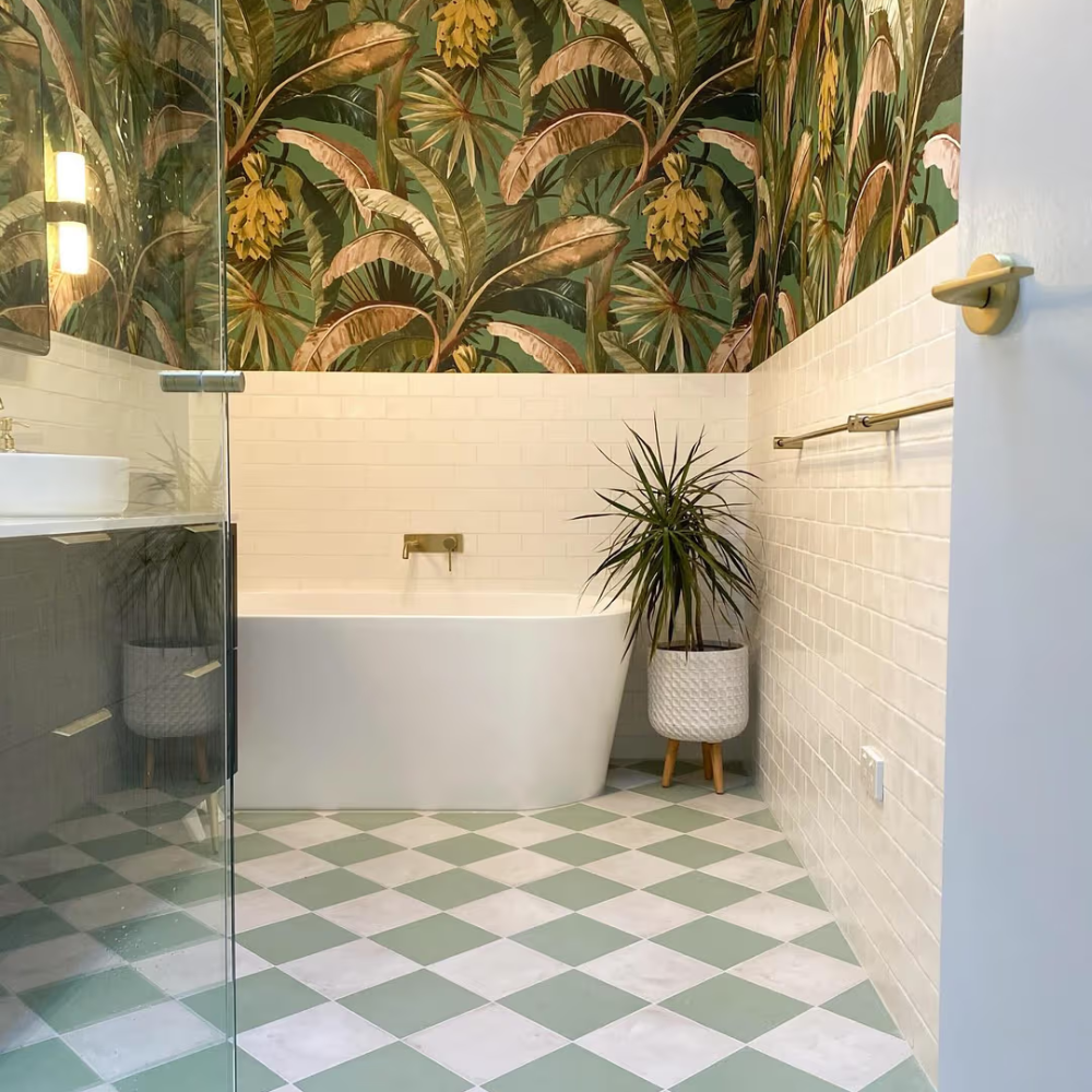 Bronte Checkerboard Sage & White Tile