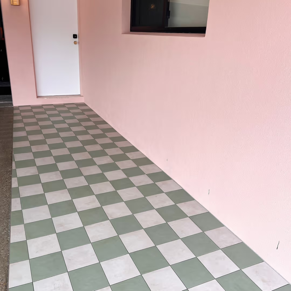 Bronte Checkerboard Sage & White Tile
