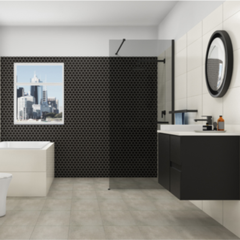 Mono Hexagon Black Matt Mosaic Tile
